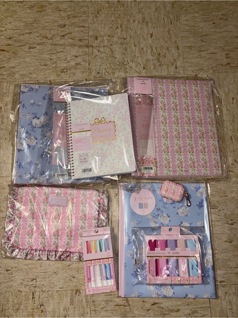 LoveShackFancy Pink and Blue Floral Home Office Set